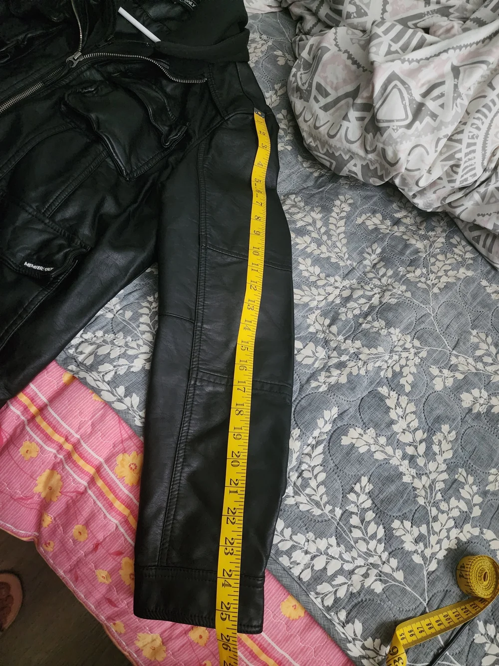 Members Only Black Leather Military-Style Jacket. Never Worn.